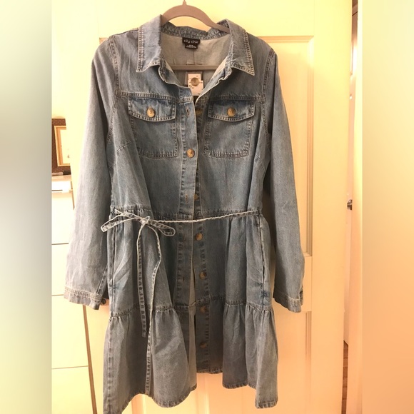 CITY CHIC Women's Plus Size Renegade Denim Dress - Light Wash - Picture 5 of 7